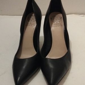 Vince Camuto kain Women's Black Leather pump Heels Shoe,size 9.5